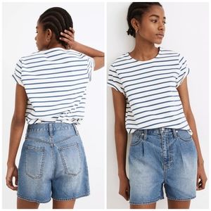 NEW Madewell Pleated Denim Shorts in Jewell Wash 28